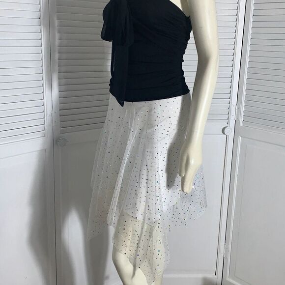 Vintage 90’s Sheer Double Layered Asymmetrical Fairycore Party Dress Size Small - Picture 9 of 13